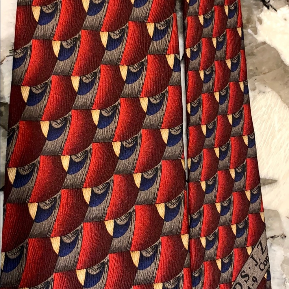 J.Z Richards tie red blue gray tan silk - Picture 11 of 16